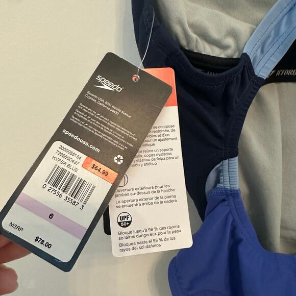 Speedo Quantum Fusion Splice One Piece Swimsuit Hyper Blue Size Small NWT - Picture 5 of 7